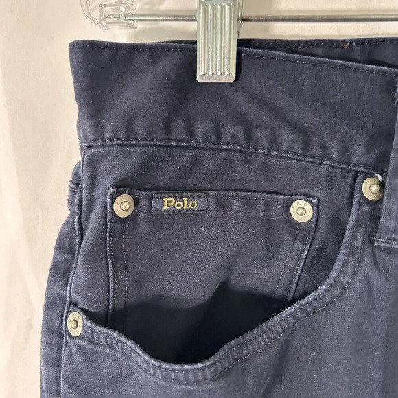 Polo Ralph Lauren Pants Men's 32x32 Blue Chino Pockets Button Zip Cotton Blend - Picture 8 of 13